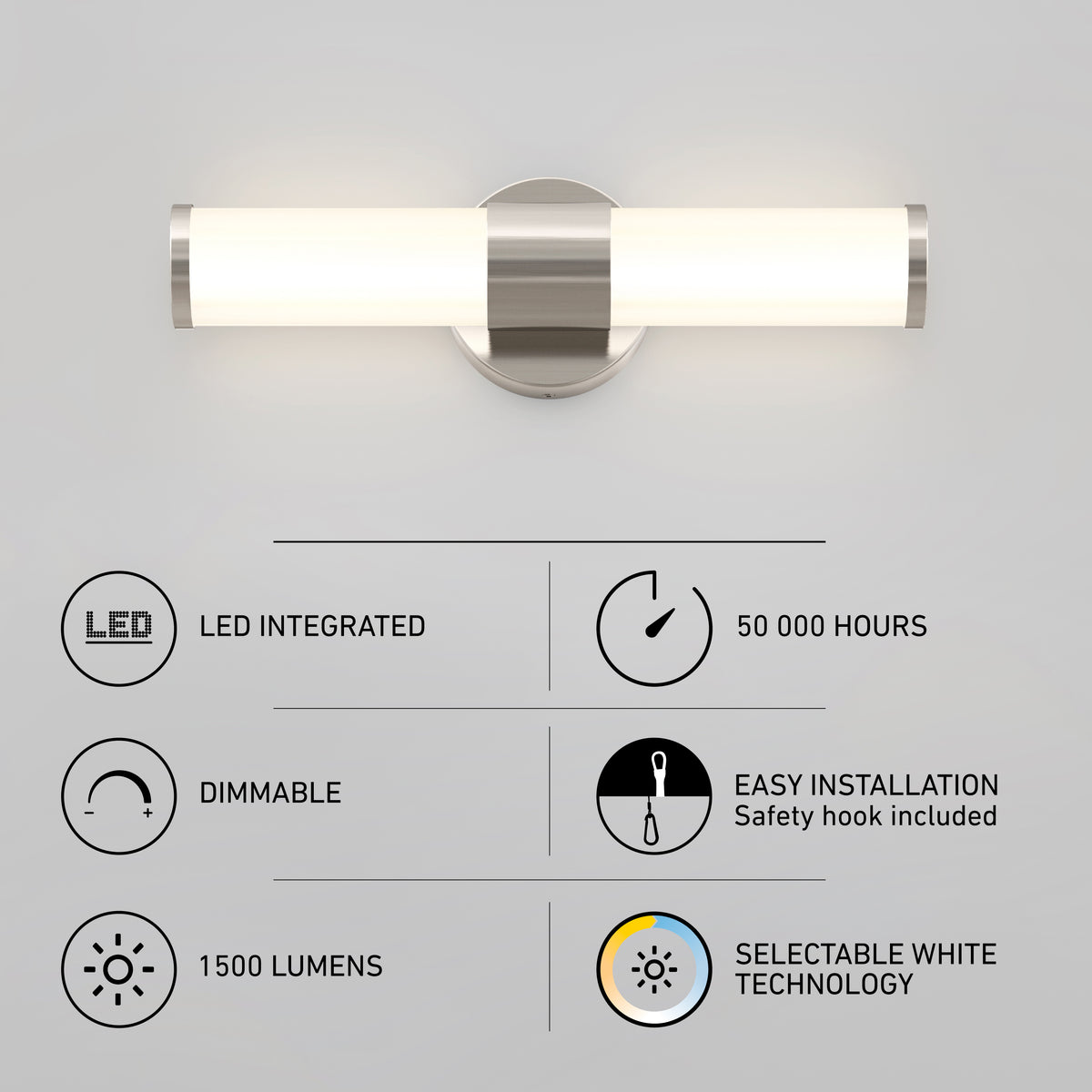 Adina 18 pulg (46 cm) luminario de baño LED integrado 3 TCL para baño