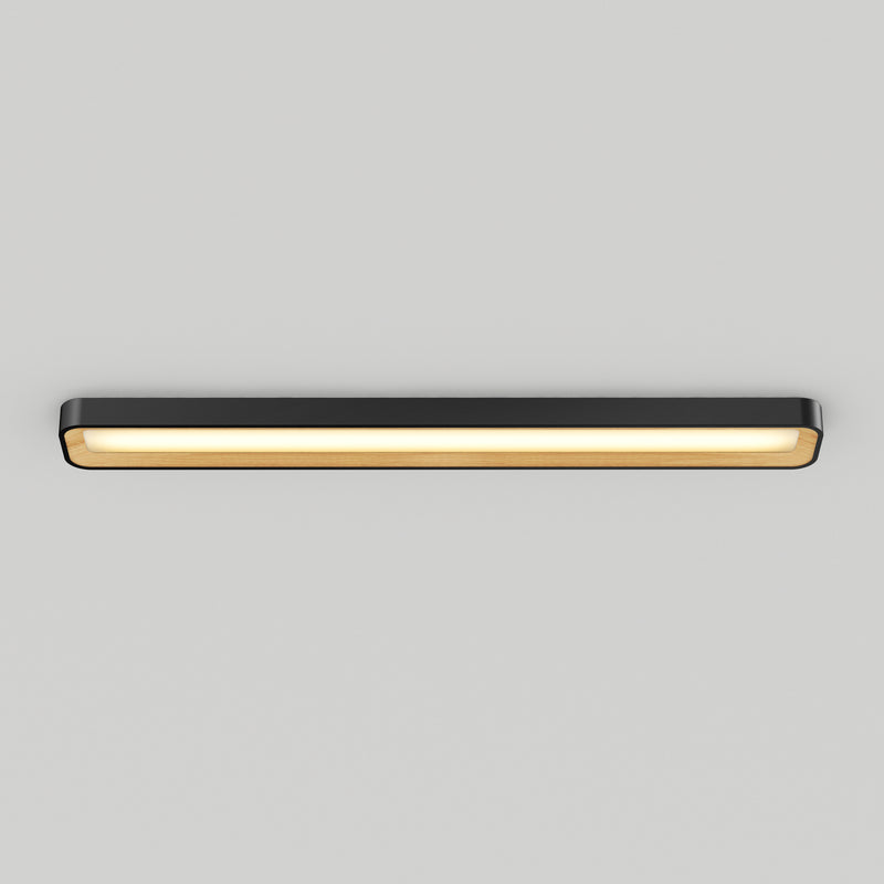 The Artika Alton 48 in. LED flush mount light features a modern rectangular design with a black frame and warm white glow, perfect for wall or ceiling installation.