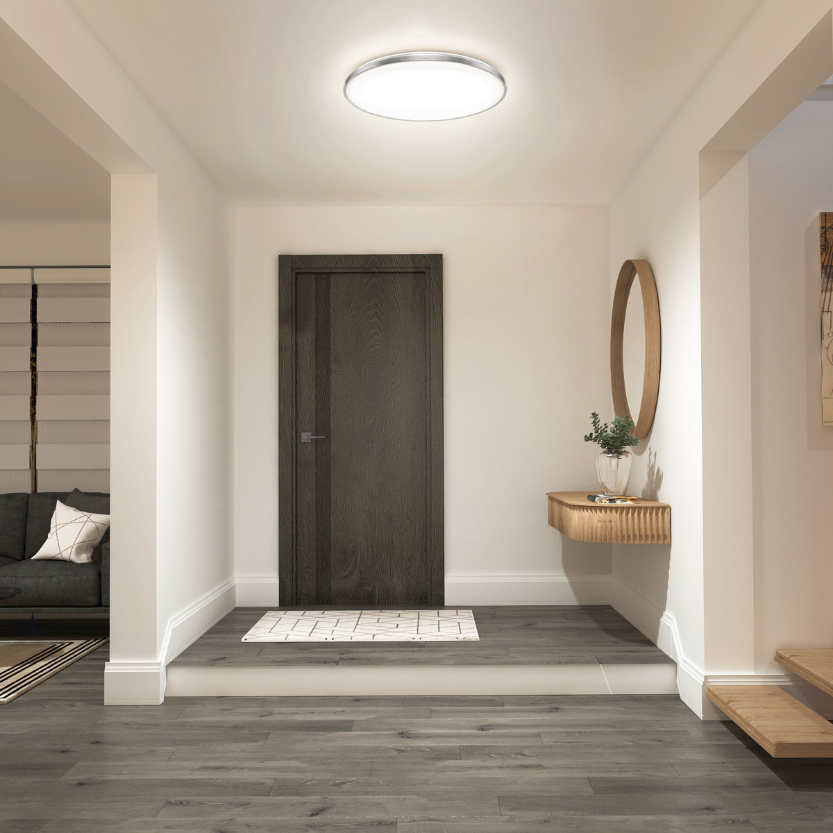 Europa 21 in. LED modern flush mount light - with remote
