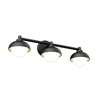 The Artika Boden 27-in Integrated LED 5-CCT Vanity Light Bar features a sleek black design with frosted glass globes and offers adjustable color temperature, perfect for contemporary bathrooms.