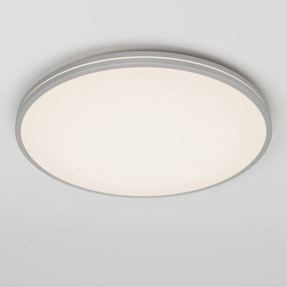 The Artika Athos 21 in. LED flush mount light features a smooth white diffuser, a slim metallic rim, and mounts seamlessly on your ceiling. Comes with a remote for convenient control.