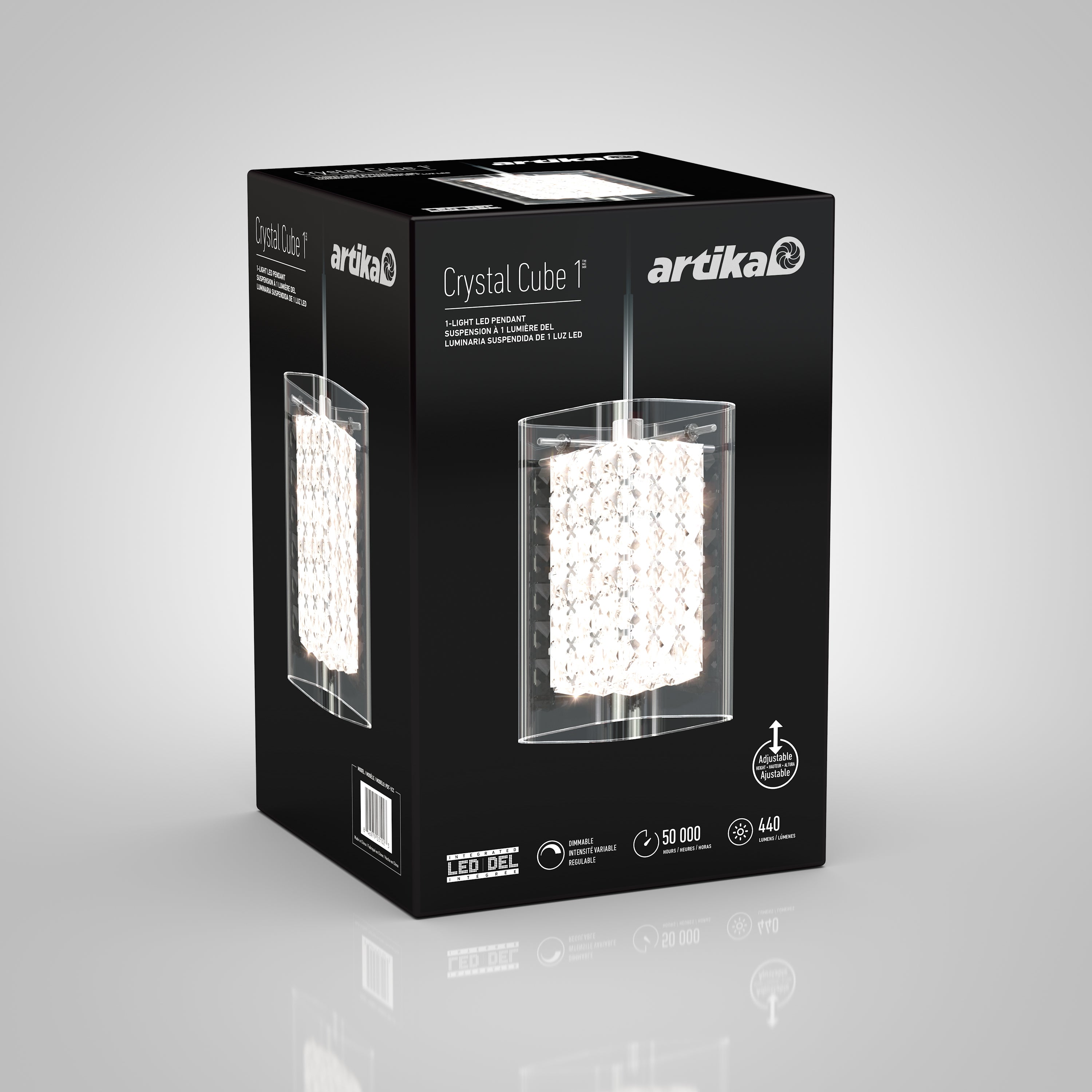 水晶シリカ Artika Crystal Cube 5.5-Watt 1 Light Chrome Modern