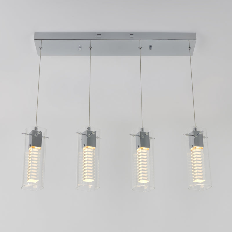 Hologram 4-light LED pendant, Chrome