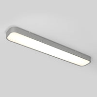 The Artika Europa 36 LED flush mount light features a modern, rectangular design with rounded edges and emits a bright, even white glow; includes remote control.