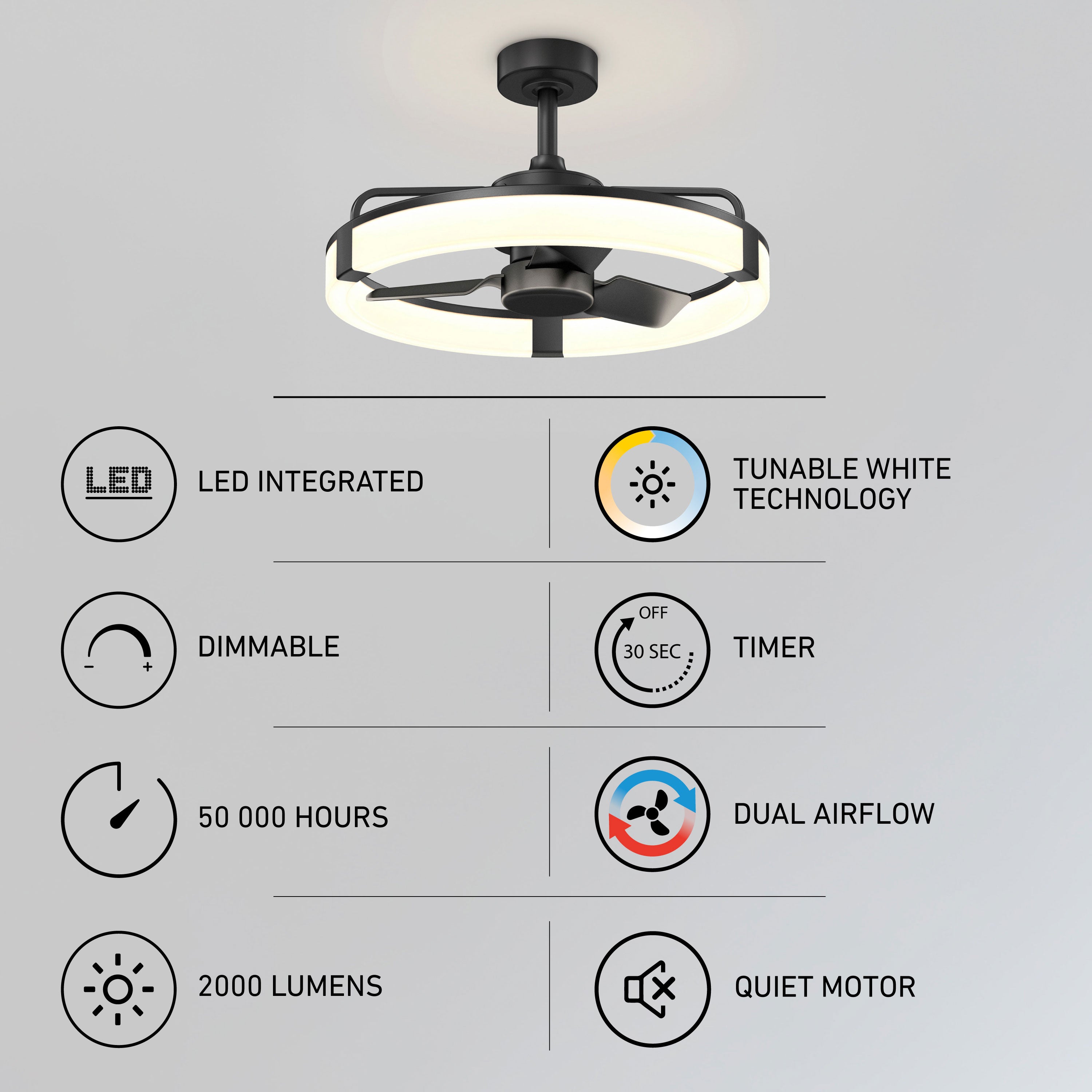 Sunnyvale 23 in. Fandelier Ceiling Fan with Light | Artika