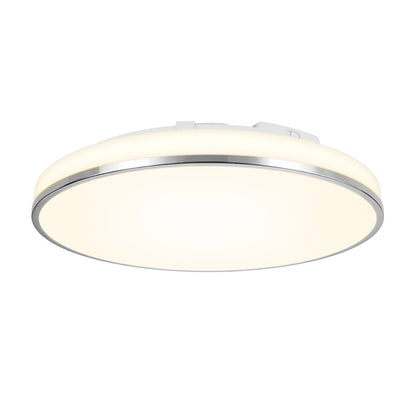 Artika Summit 15 in. LED Flush Mount 5CCT features silver trim and a soft glow, perfect for modern spaces.