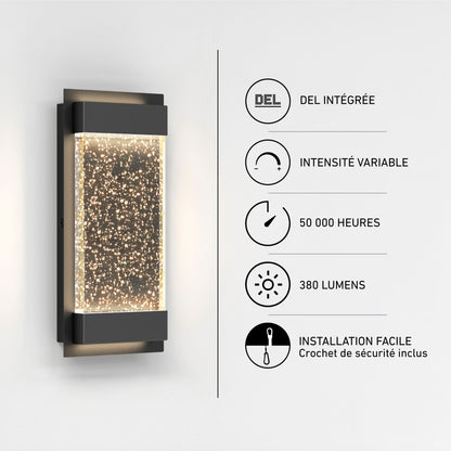 Artika Essence Glow Box LED wall light: indoor-outdoor, sparkling panel, dimmable, 50K-hour life, easy install.