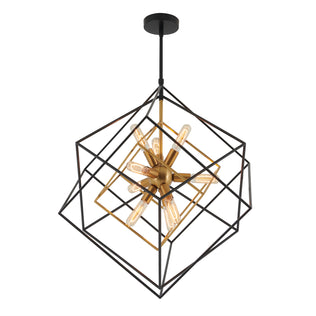 Artika’s Imperium 9-light chandelier features gold and black frames with exposed bulbs in a starburst design.