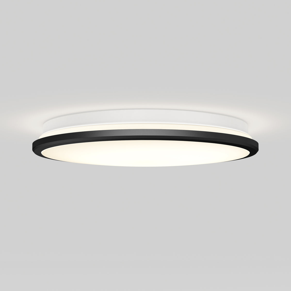 The Artika Vera 13 in. Modern LED Flush Mount features a dimmable white diffuser, black trim, and soft glow for your ceiling.