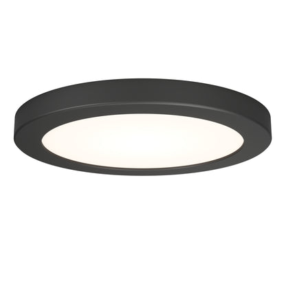 The Artika Europa Disk 7 in. LED modern flush mount light features a black outer rim and a flat, diffused white center, offering soft, even illumination with selectable color temperatures.