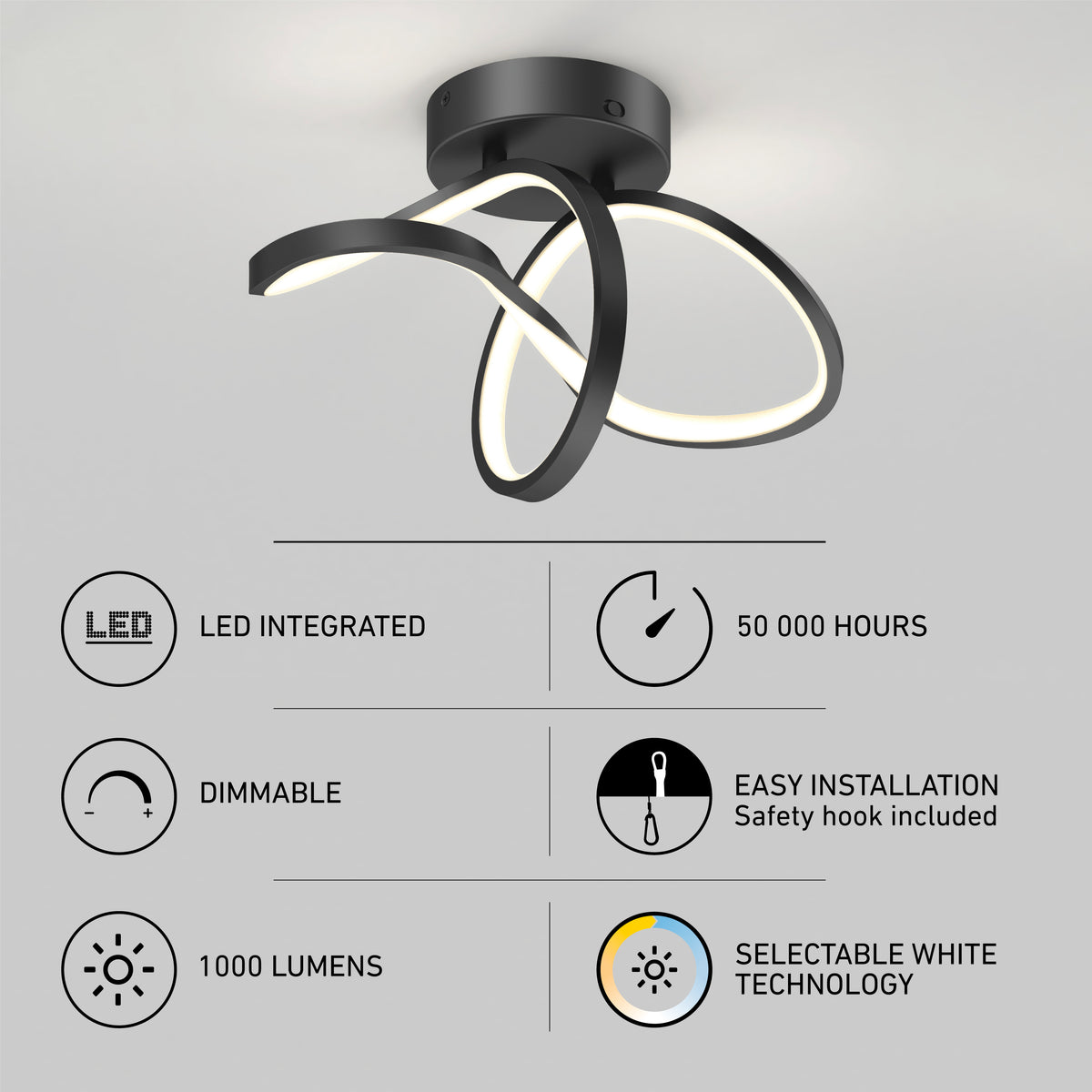 Loop luz de techo LED moderna empotrada 35 x 17 cm (14 x 7 in.) 3 CCT