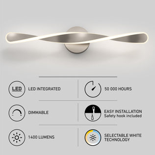 The Artika Finley LED modern bathroom vanity light 3 CCT offers 1,400 lumens, dimmable, 50,000 hrs—ideal for contemporary bathrooms.