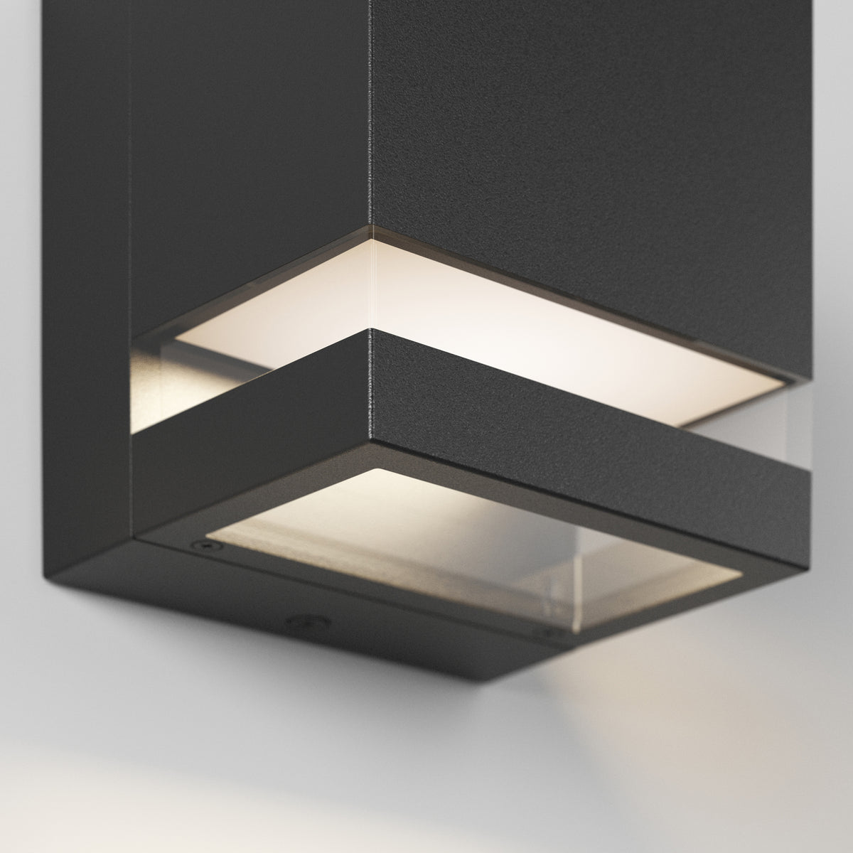 Artika Valor Square LED wall light: modern black, energy-efficient, softly illuminates indoors or outdoors.