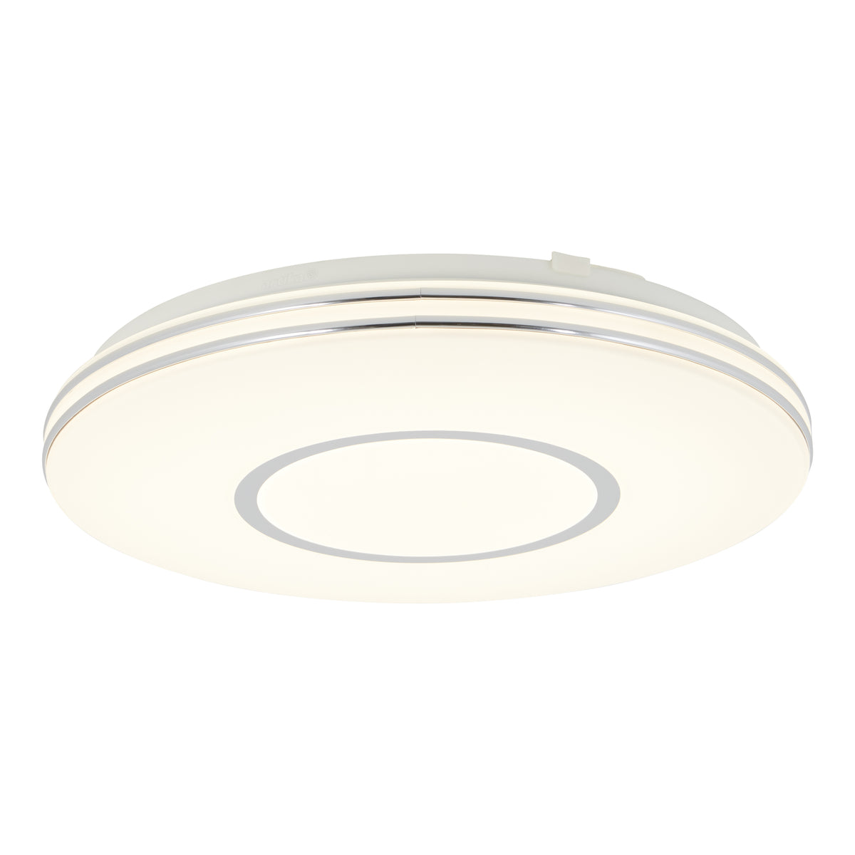 Artika Horizon 13 in. LED flush mount light features 3 CCT, a white frosted cover, silver accents, and a soft dimmable glow.