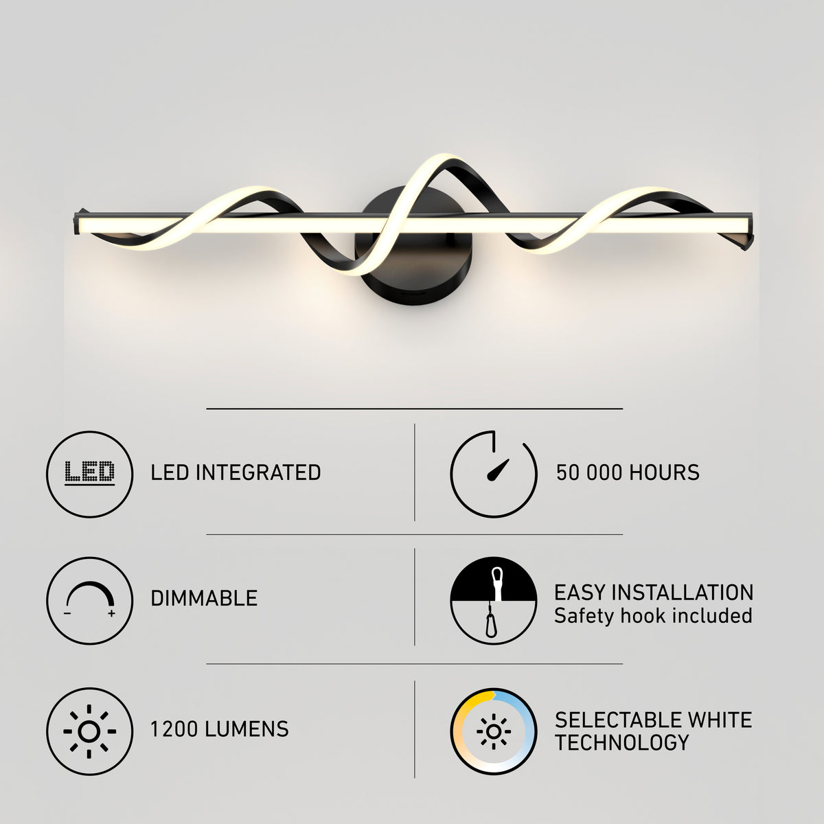 Coda modern LED bathroom vanity light 5 CCT