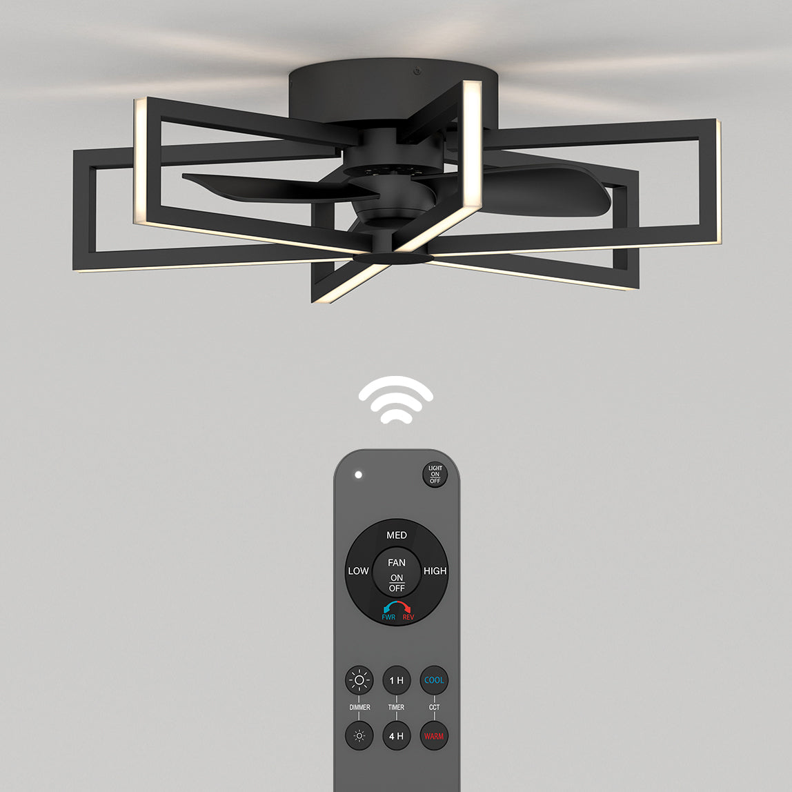 Swirl 26 in. LED ceiling fan 3 speeds w. in Matte Black | Artika