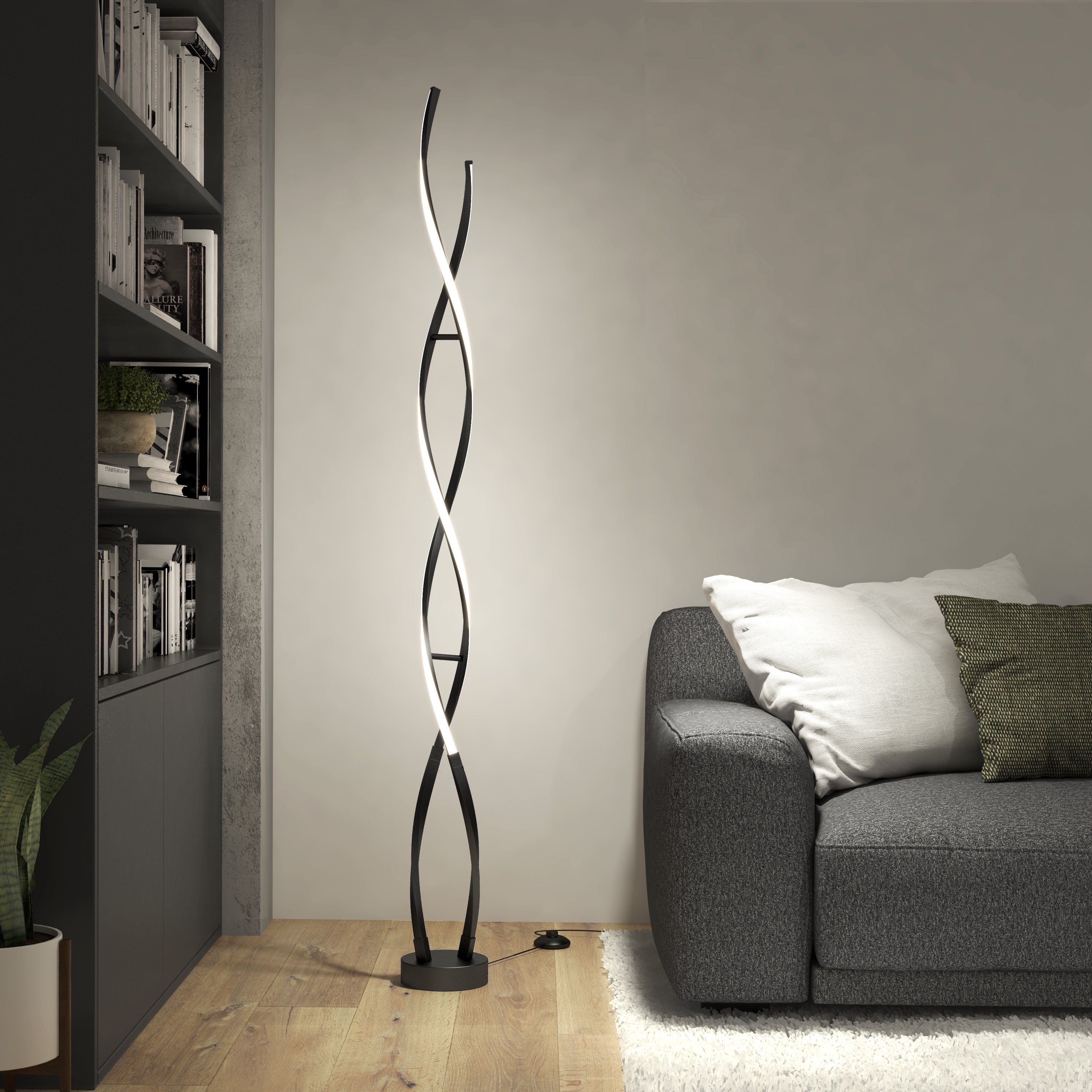 ARTIKA スワールテーブルランプ クローム LEDライト 卓上ライト 間接照明 コストコ 57572 SWIRL TABLE LAMP 札幌 西野店 Swirl modern LED table lamp in Matte Black | Artika