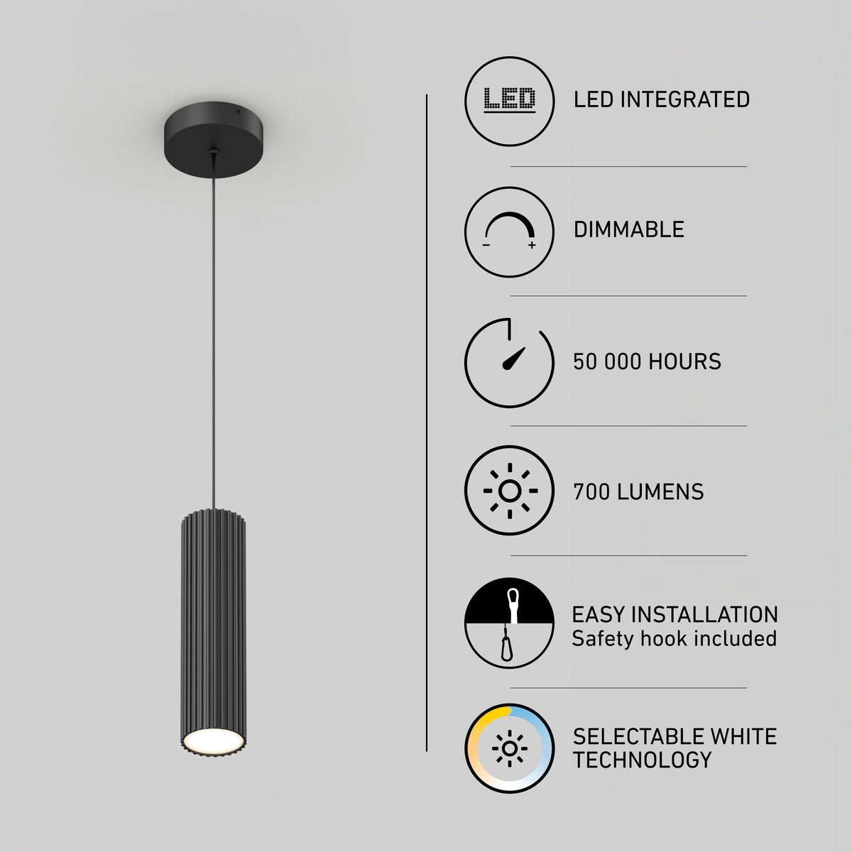 Artika Groove LED modern pendant light, wood finish, 3 CCT, dimmable, 700 lumens—perfect for kitchen islands; easy installation.