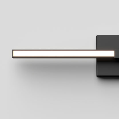 The Artika Convertible Pro 2 Wall Mounted bathroom vanity light features a minimalist black rectangular base and a sleek horizontal LED bar extending left, shown against a plain white background.