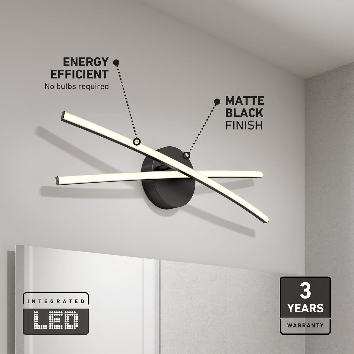 Orly modern LED bathroom vanity light 3 CCT