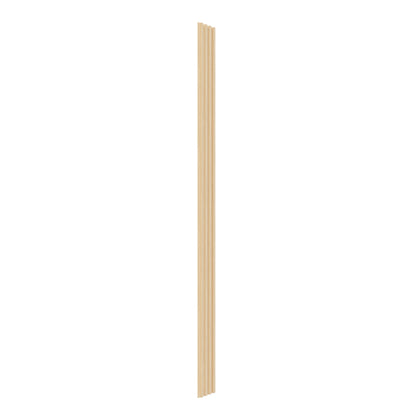 The Artika Panolok 30.67 ft wall panel kit (pack of 8) features vertical wooden slats in a light oak finish with evenly spaced grooves, ideal for adding sleek Scandinavian style to any slatwall.