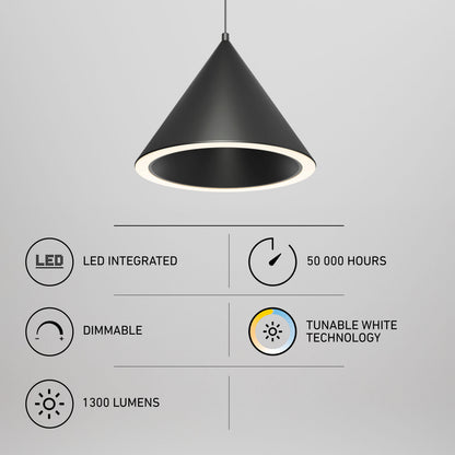 Artika Denali modern LED pendant, 3 CCT tunable white, dimmable, 1300 lumens, 50K hrs—perfect for kitchen islands.