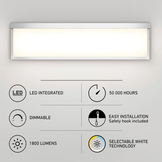 Artika Bristol modern LED bathroom vanity light 3 CCT: Dimmable, 50,000-hr life, 1800 lumens, adjustable color balance.
