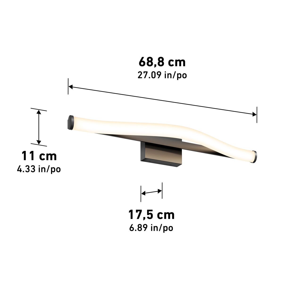 Arc 27-in (69 cm) Integrated LED 5-CCT Vanity Light Bar for Bathroom