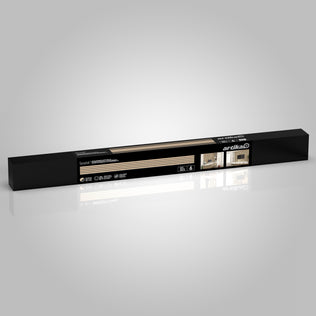 A rectangular black box labeled Artika contains the Sonolok sound-absorbing wall panel kit. The packaging features branding, images, specs, and examples of installed panels on walls or shelves.
