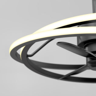 Close-up of Artika Coda 23 in. LED modern ceiling fan with remote and tunable color, shown against a plain gray background.