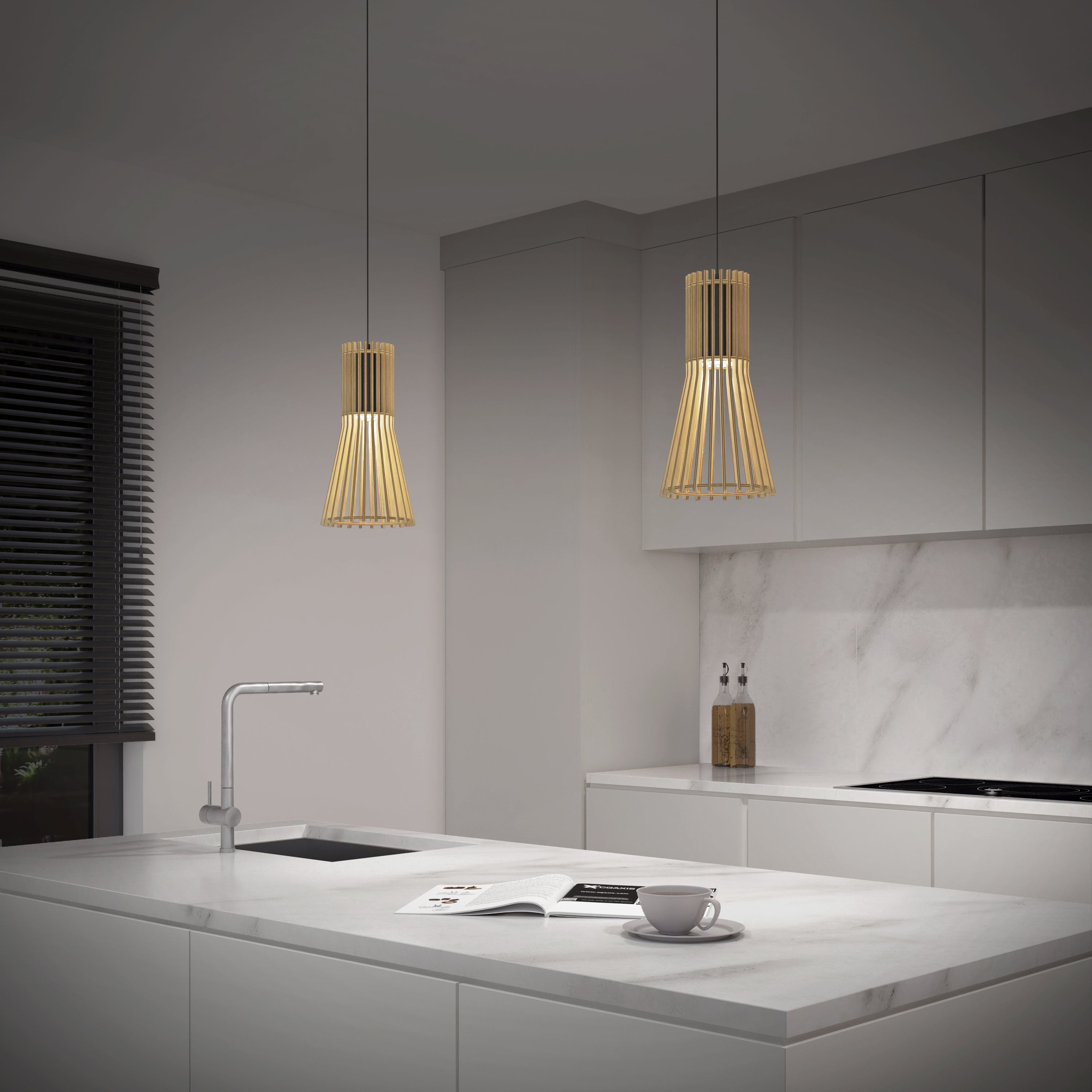 Kiyo modern LED pendant 3 CCT wood in Wood Effect | Artika