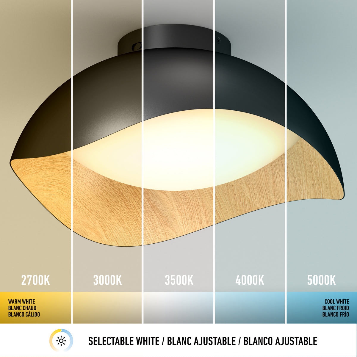 Adara 15 in. (38 cm) Modern LED Flush Mount Ceiling Light 5 CCT
