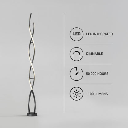 The Artika Swirl modern LED floor lamp offers 1100 lumens, dimmable light, 50,000-hour life, and a chic light gray finish.