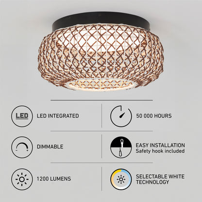 Artika Benson 15 in. LED flush mount offers 5 CCT, dimming, 1200 lumens, 50,000 hours life, and easy ceiling installation.