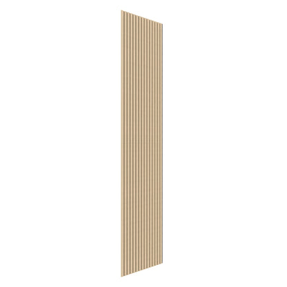 The Artika Sonofold sound-absorbing wall panel kit (pack of 2) features tall, narrow vertical wooden slats in light brown, evenly spaced and shown against a white background.