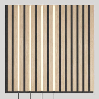 Artika’s Lumilok LED Wall Panel Light for Sonolok features alternating wood slats and 4 vertical LED strips, plus a remote.