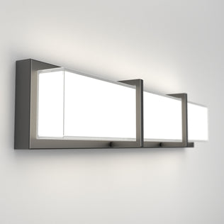 Artika Subway 27-in LED Vanity Light Bar: wall-mounted, sleek metal frame, three frosted glass panels, bright white light for bathrooms.
