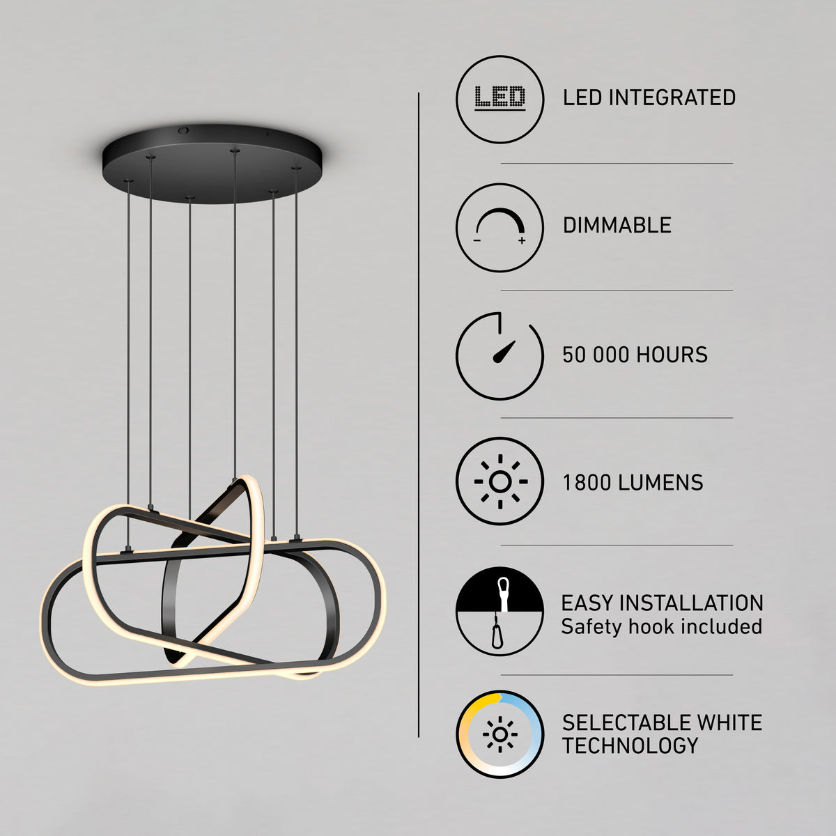 Lewis modern LED pendant light 3 CCT