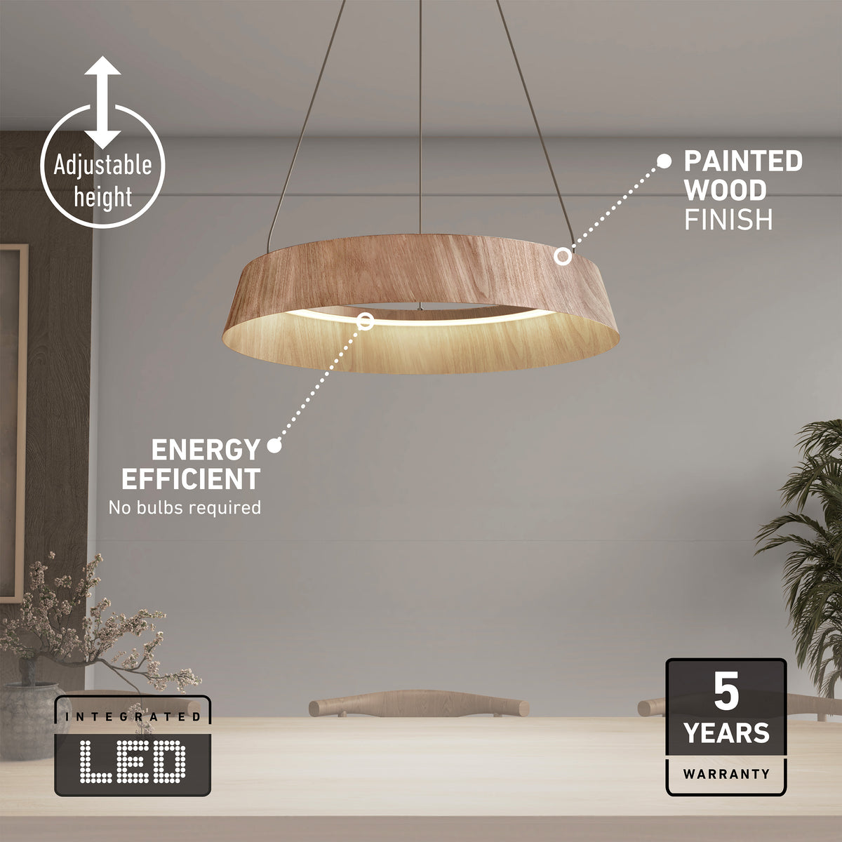Tallis LED pendant light 5 CCT