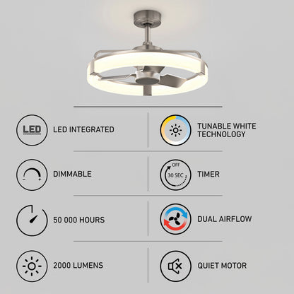 Artika Sunnyvale 23 in. LED fandelier: dimmable, tunable white light, timer, quiet motor, and remote for effortless comfort.