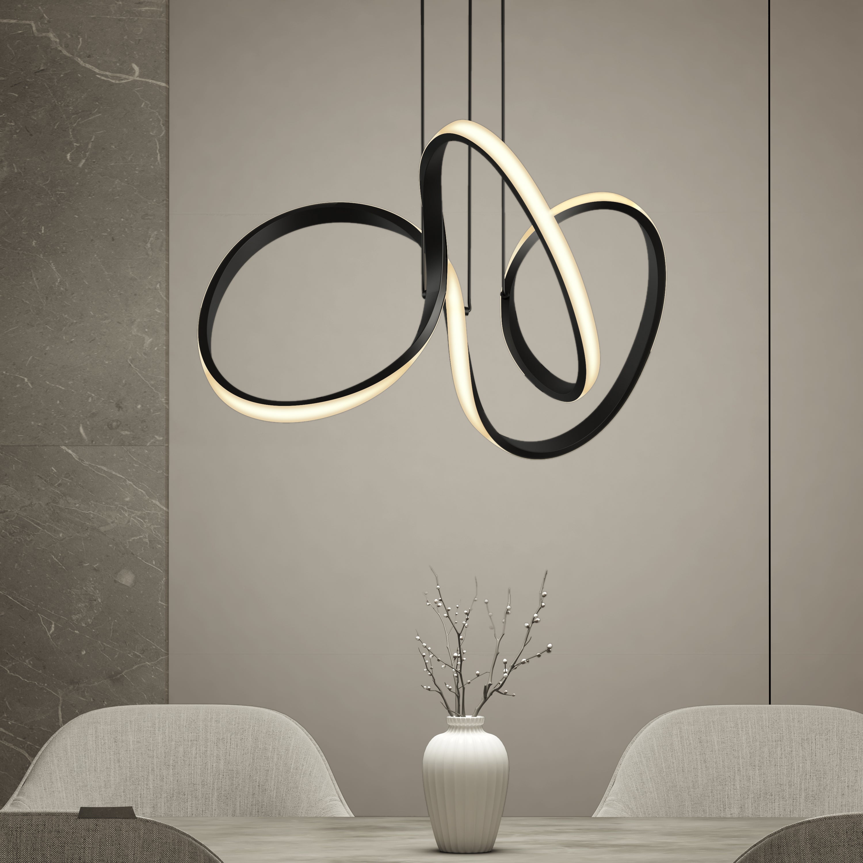 Swirl LED pendant light in Black | Artika
