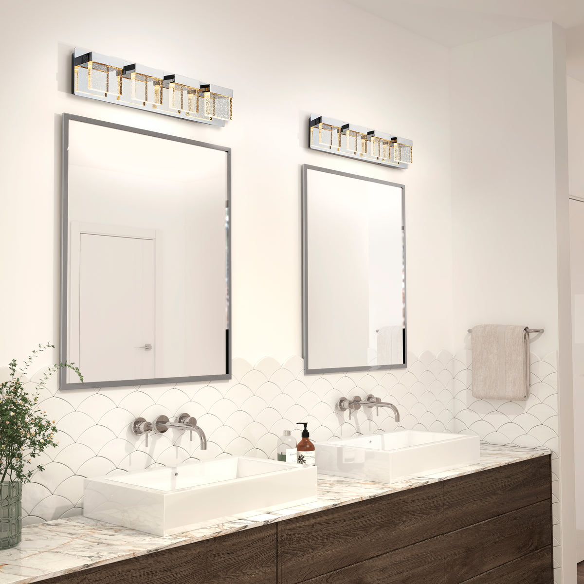 Bubble Cube 4-light LED bathroom vanity light