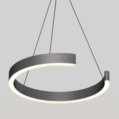 The Artika Vance modern LED pendant light 3 CCT features a sleek circular design with a black outer ring, inner LED illumination, and is suspended by three thin wires against a plain light gray background.