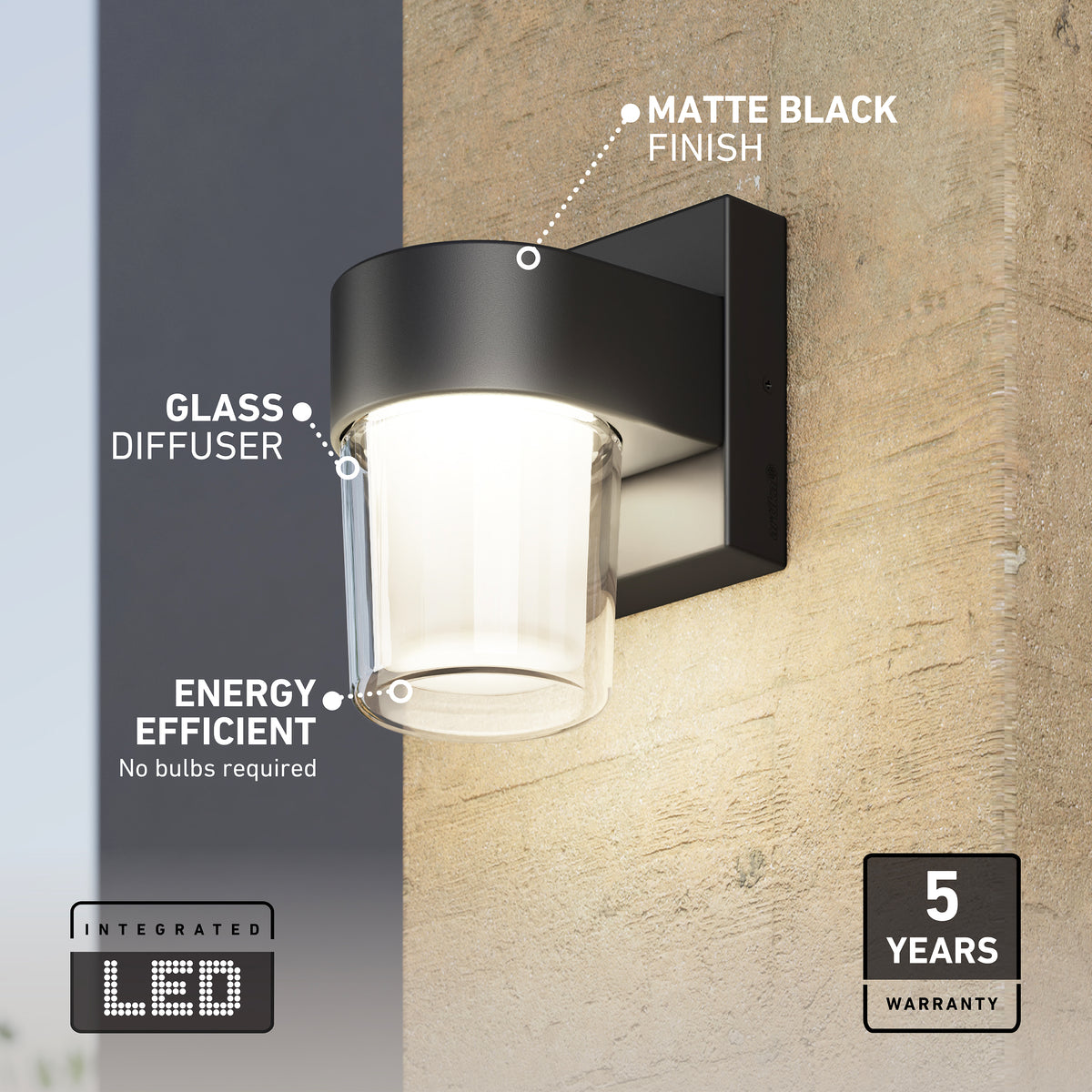 Halden indoor-outdoor LED wall light 5 CCT