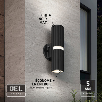 Artika Groove LED indoor-outdoor wall light, black matte finish, energy efficient, integrated LED, includes a 5-year warranty.
