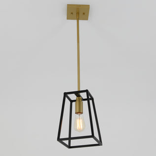 Artika Carter 1-light pendant: black geometric frame, brass rod—ideal for modern kitchen island lighting.