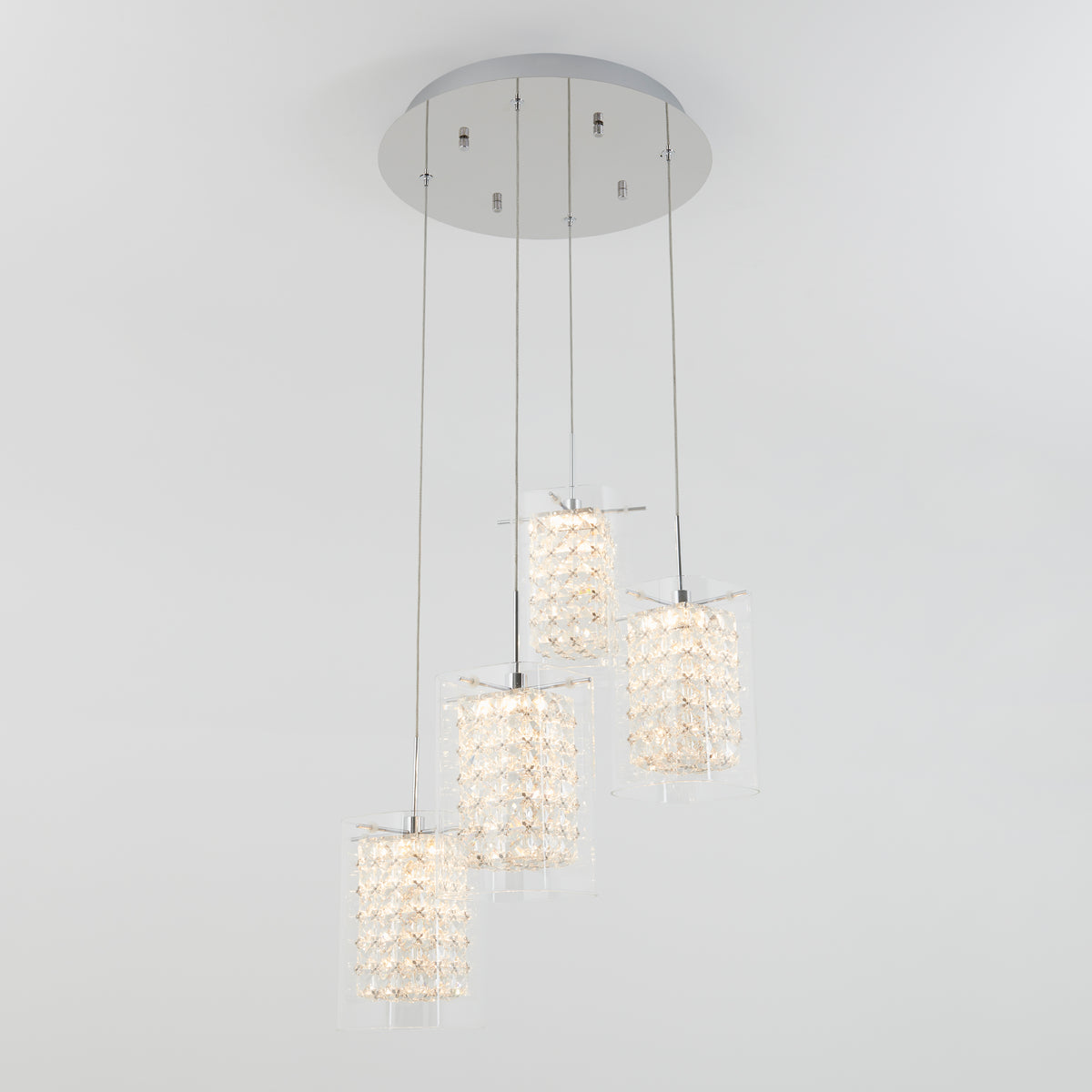 Crystal Cube 4-light LED pendant light