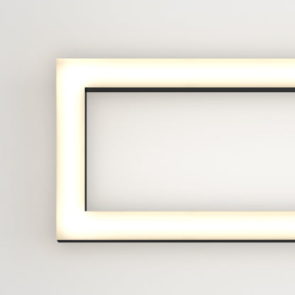 The image shows the Artika Dover modern LED bathroom vanity light 5 CCT, a rectangular white fixture with softly glowing edges, mounted on a plain white wall. Only its left and top sides are fully visible.