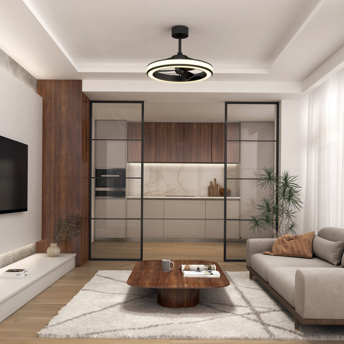 Edwin 23 in. (58 cm) LED modern fandelier ceiling fan with light - includes remote