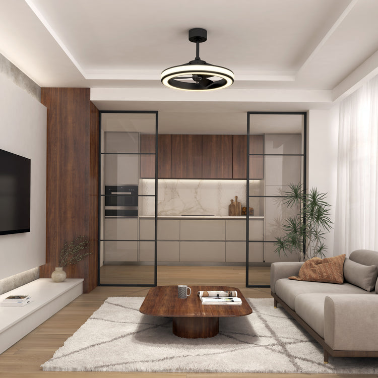 Edwin 23 in. LED modern ceiling fan 3 speeds in Black | Artika